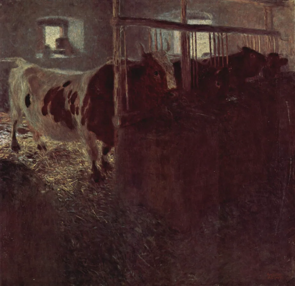 Cows in a Stable by Gustav Klimt, 1900