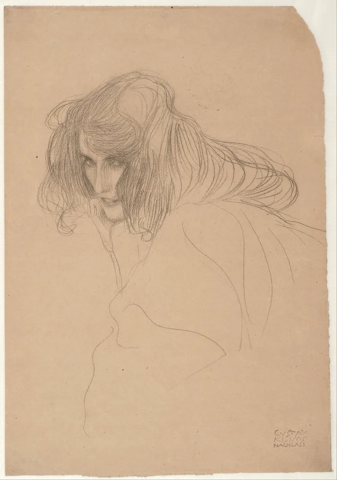 Head of a Woman in Three-Quarter Profile by Gustav Klimt, 1901–1902