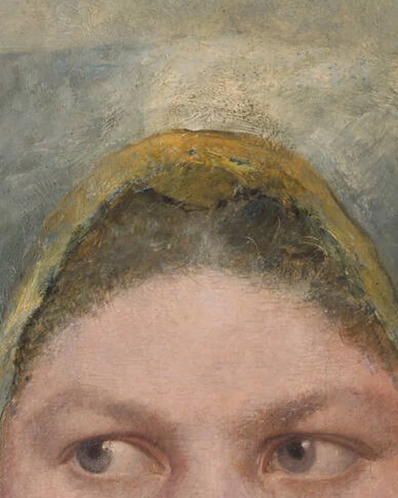 Detail 1 of Head Study of a Girl from Haná by Gustav Klimt, 1883