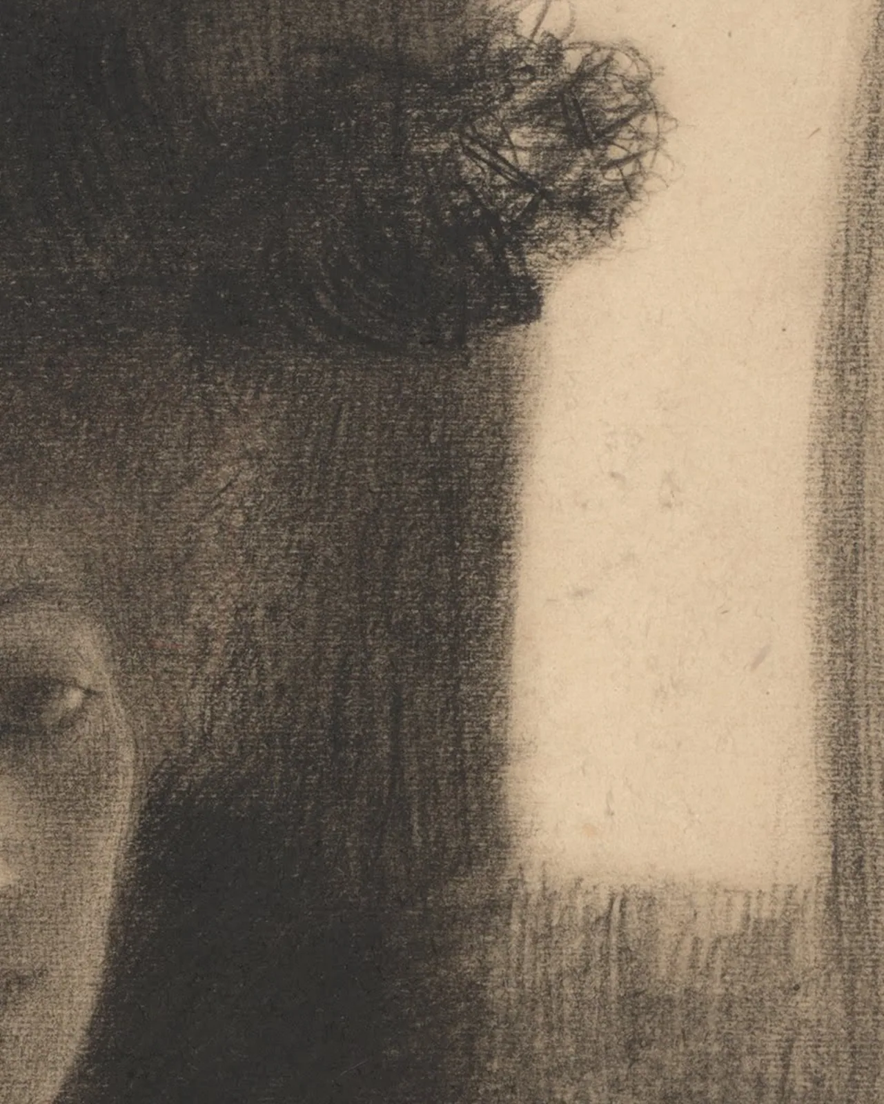 Detail 1 of Portrait of a Lady with Cape and Hat by Gustav Klimt, 1897–1898