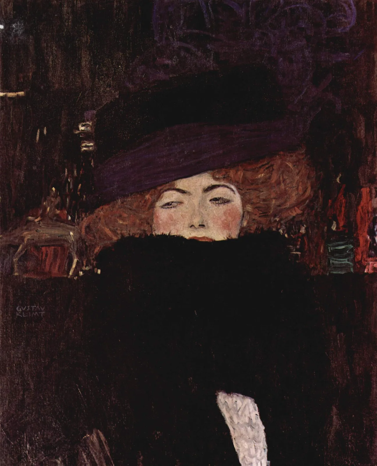 Lady with Hat and Feather Boa by Gustav Klimt, 1909