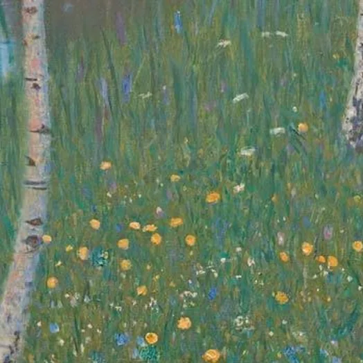 Detail 1 of Lakeshore with Birches by Gustav Klimt, 1901