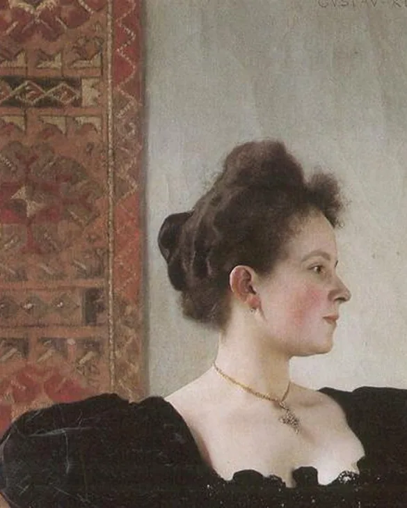Detail 1 of Portrait of Marie Breunig by Gustav Klimt, 1894