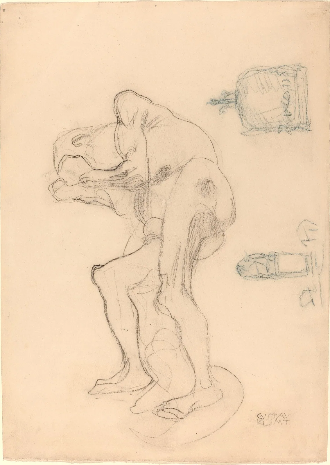Study of a Nude Old Woman Clenching Her Fists by Gustav Klimt, c. 1901