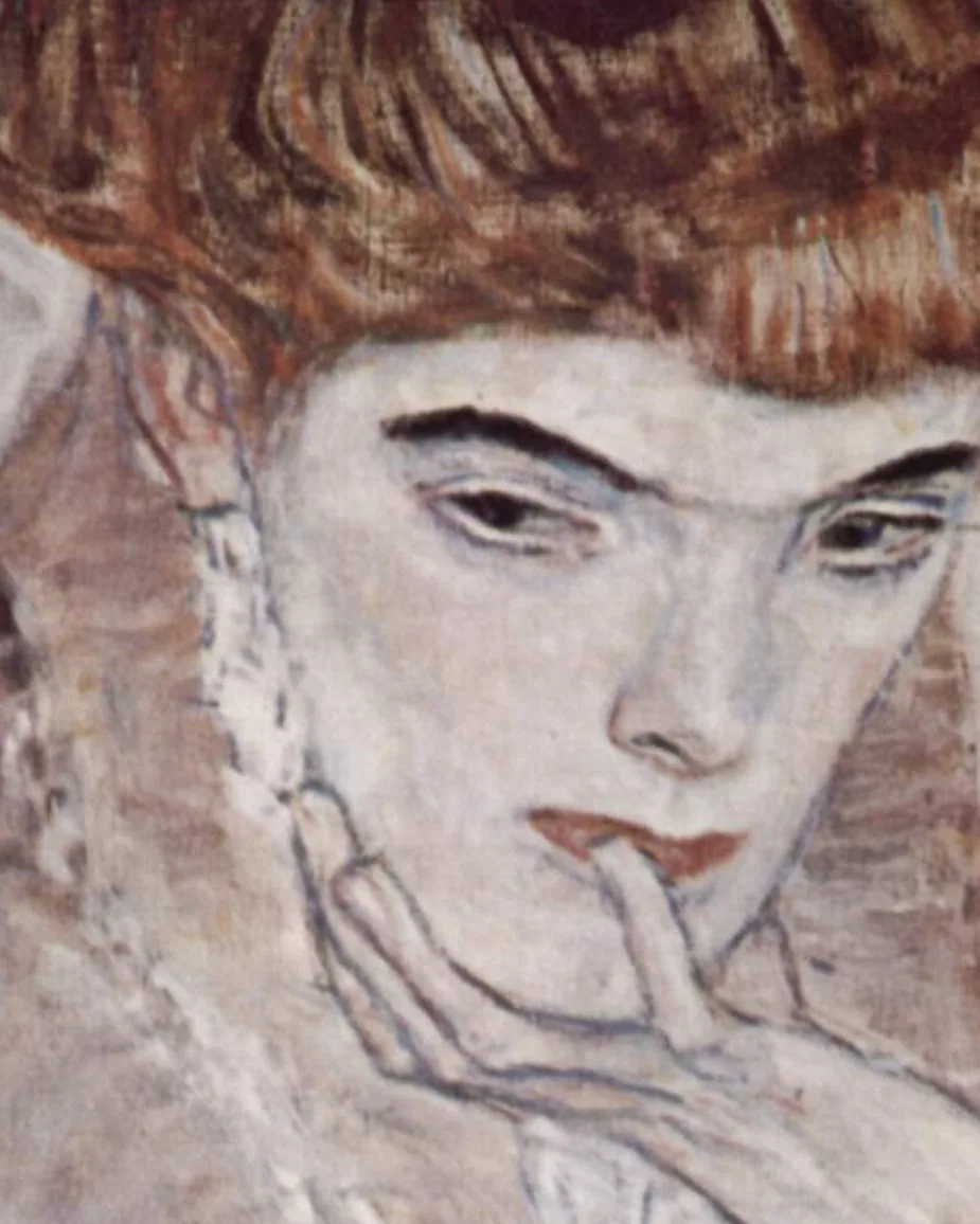 Detail 1 of The Black Feathered Hat by Gustav Klimt, 1910