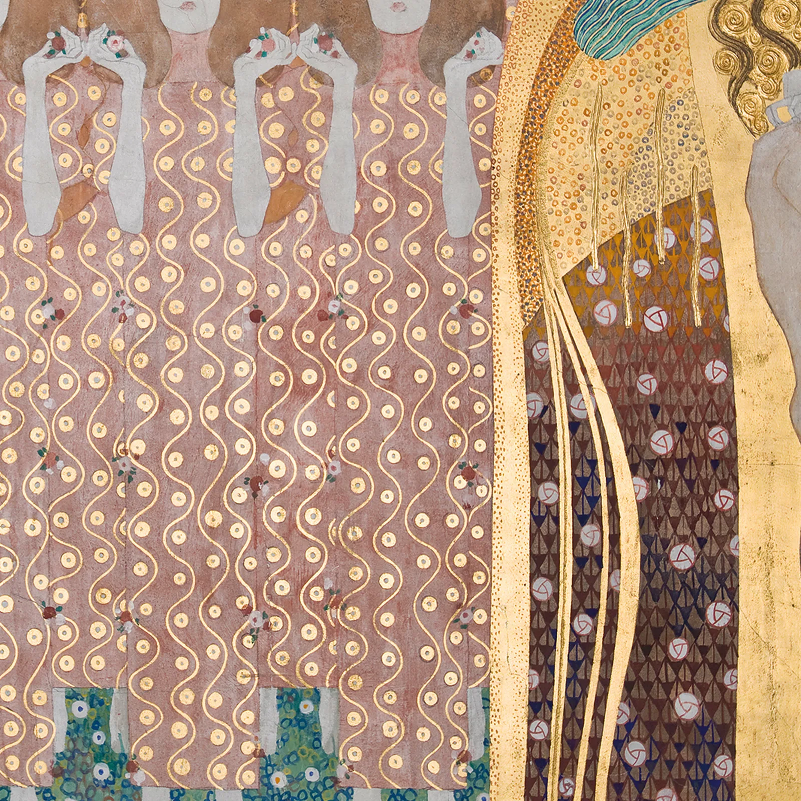 Detail 1 of This Kiss to the Whole World by Gustav Klimt, 1901–1902