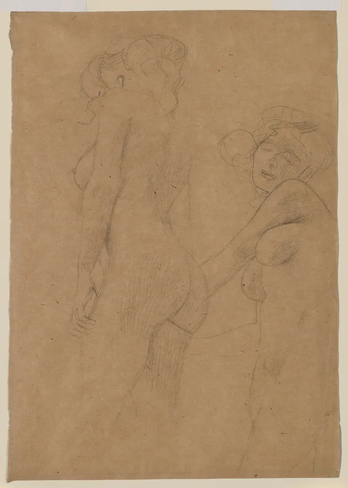 Two Female Nudes Standing by Gustav Klimt, c. 1900
